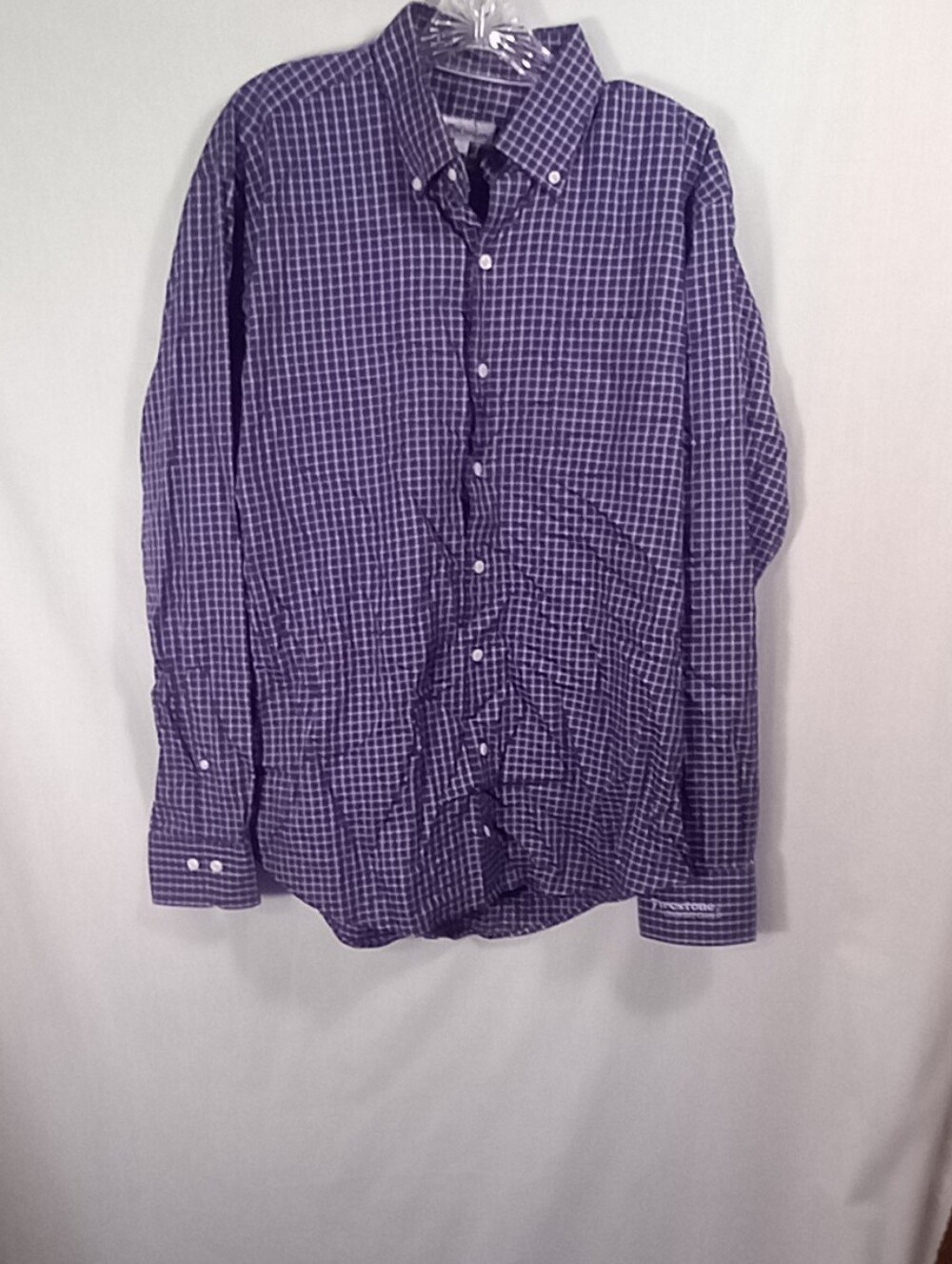Peter Millar Blue Gray Plaid Tattersall Sport Shirt Firestone CC Size L